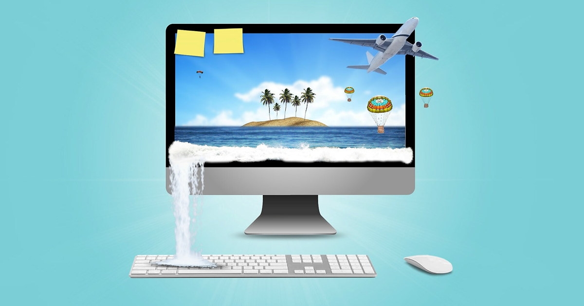 pc-skjerm med feriebilde