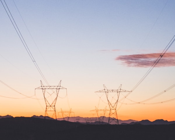 Power lines silhouette sunset